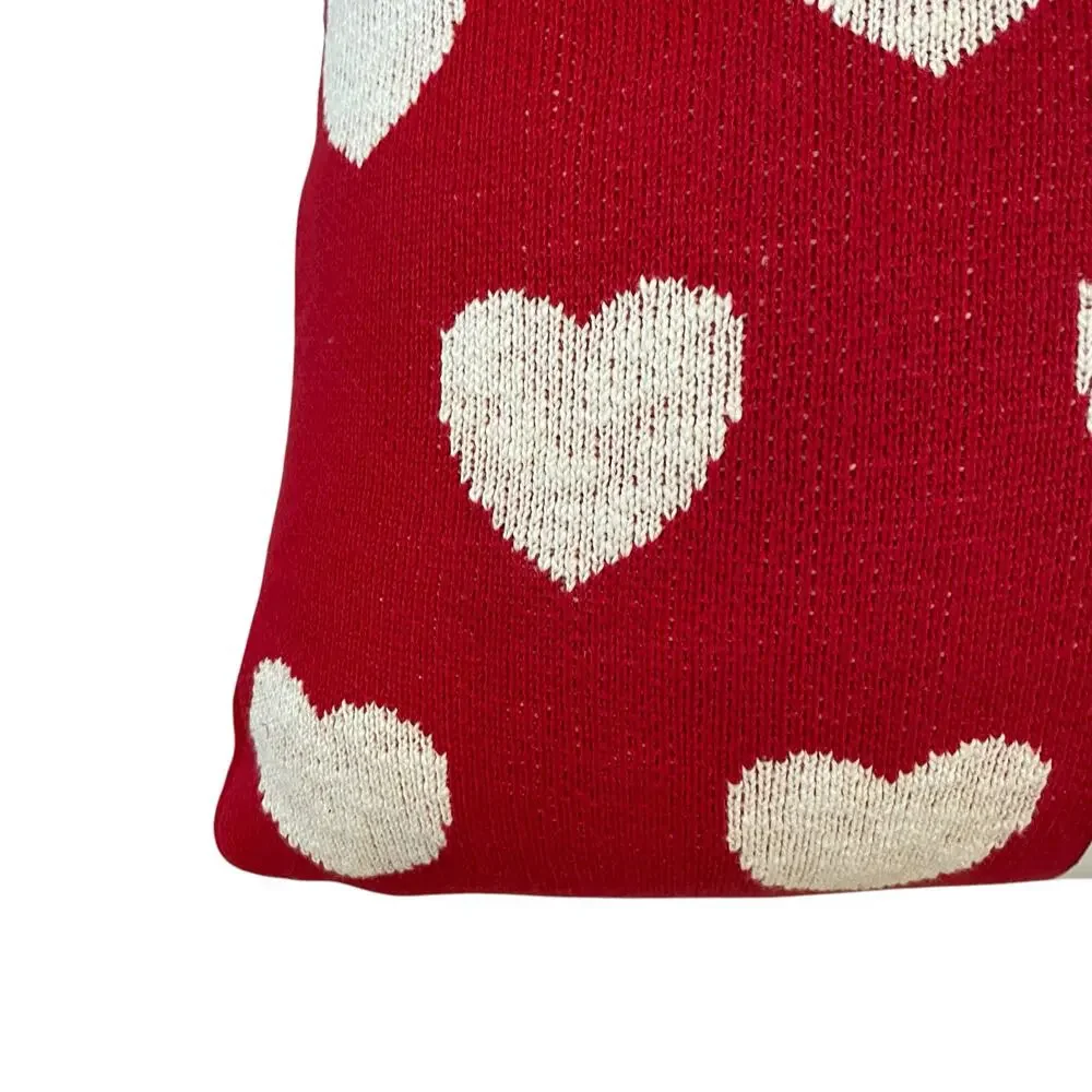 LOVE LETTERS 20x20 Heart Pillow Red and White Valentine's Home Decor NEW